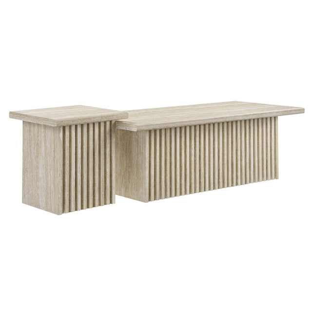 61 Inch Mid - Century Slat - Base Nesting Coffee Table Set - Coffee Tables available at Alpine Outlets in Denver
