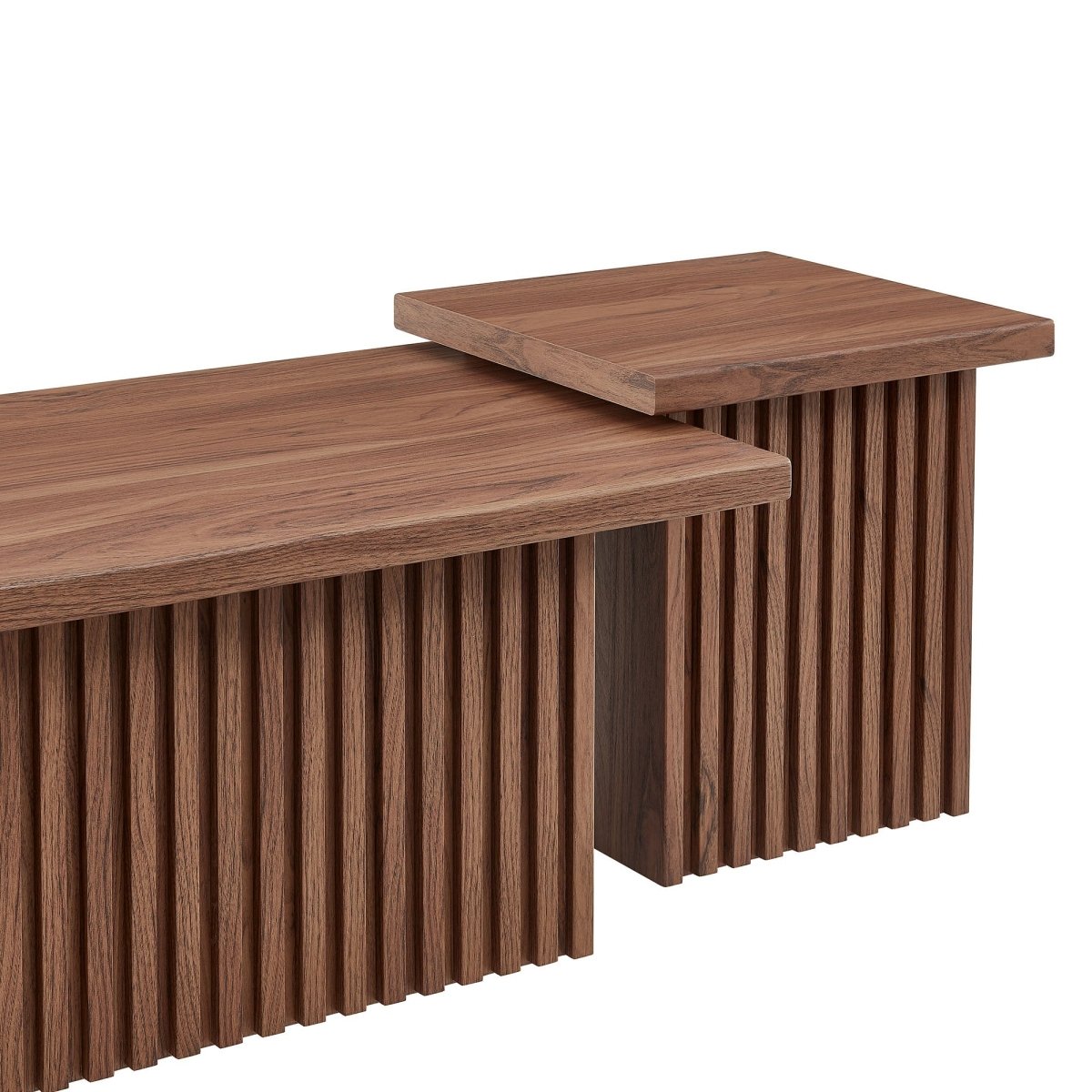 61 Inch Mid - Century Slat - Base Nesting Coffee Table Set - Coffee Tables available at Alpine Outlets in Denver