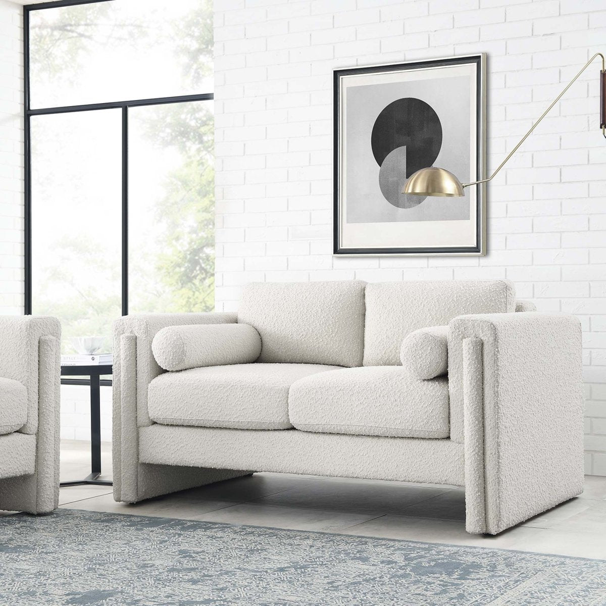 61 - Inch Visible Boucle Fabric Upholstered Loveseat - Loveseats available at Alpine Outlets in Denver