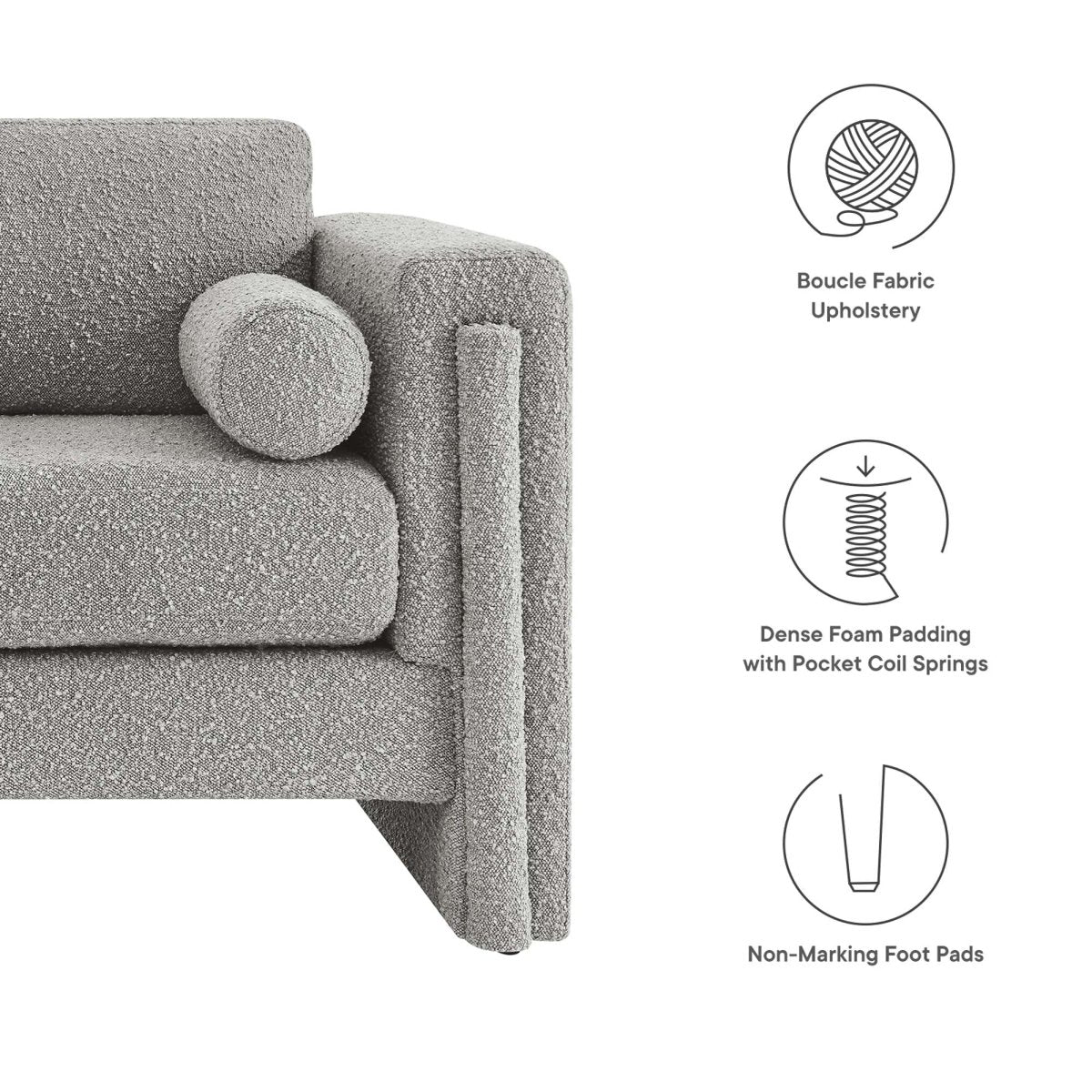 61 - Inch Visible Boucle Fabric Upholstered Loveseat - Loveseats available at Alpine Outlets in Denver