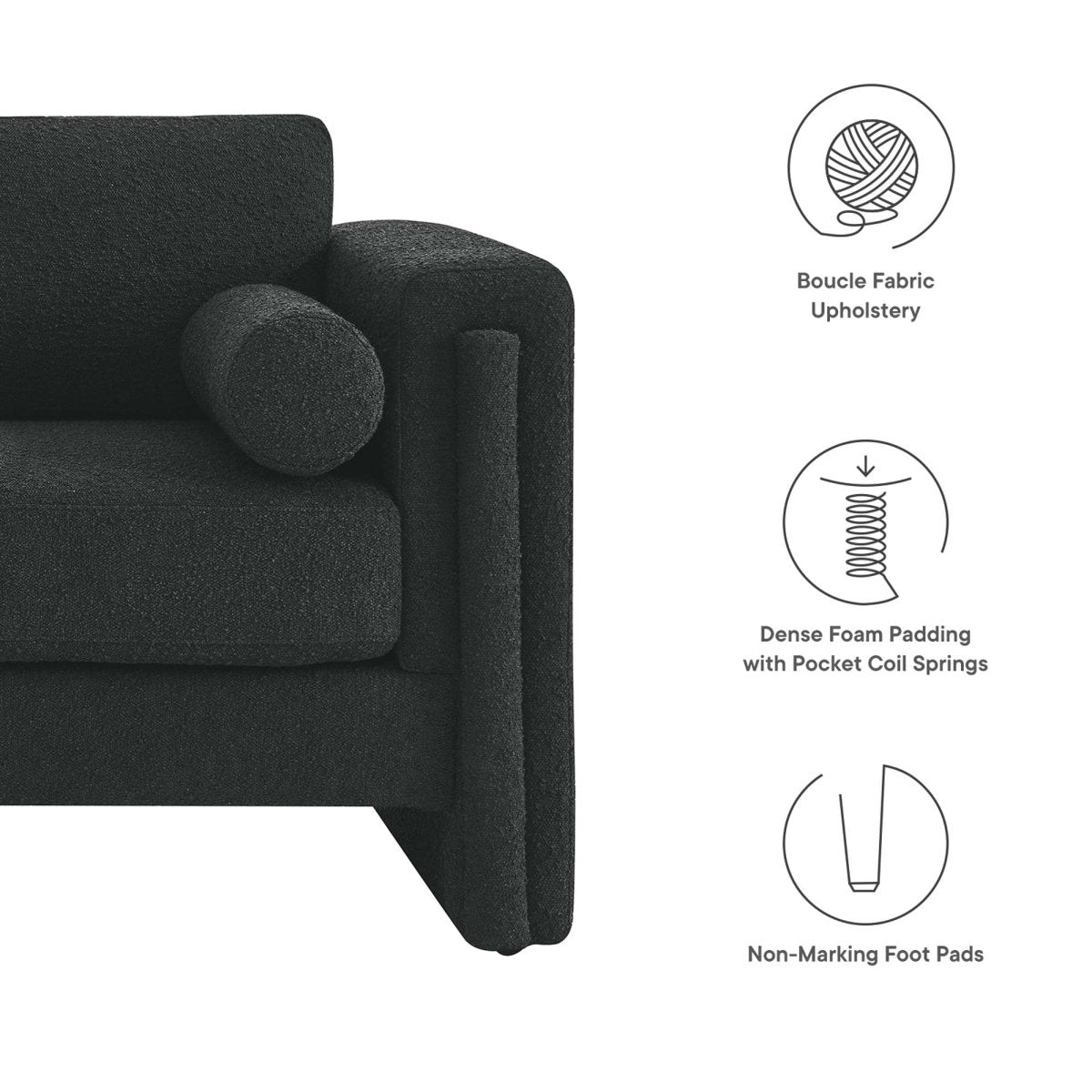 61 - Inch Visible Boucle Fabric Upholstered Loveseat - Loveseats available at Alpine Outlets in Denver