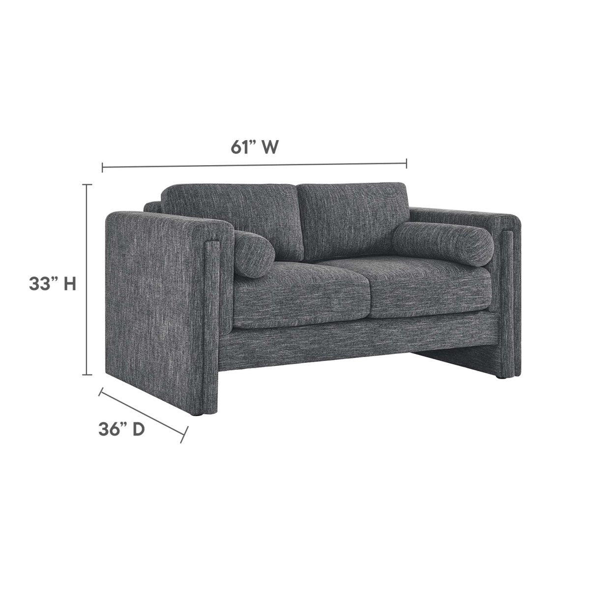 61 - Inch Visible Heathered Fabric Loveseat - Loveseats available at Alpine Outlets in Denver