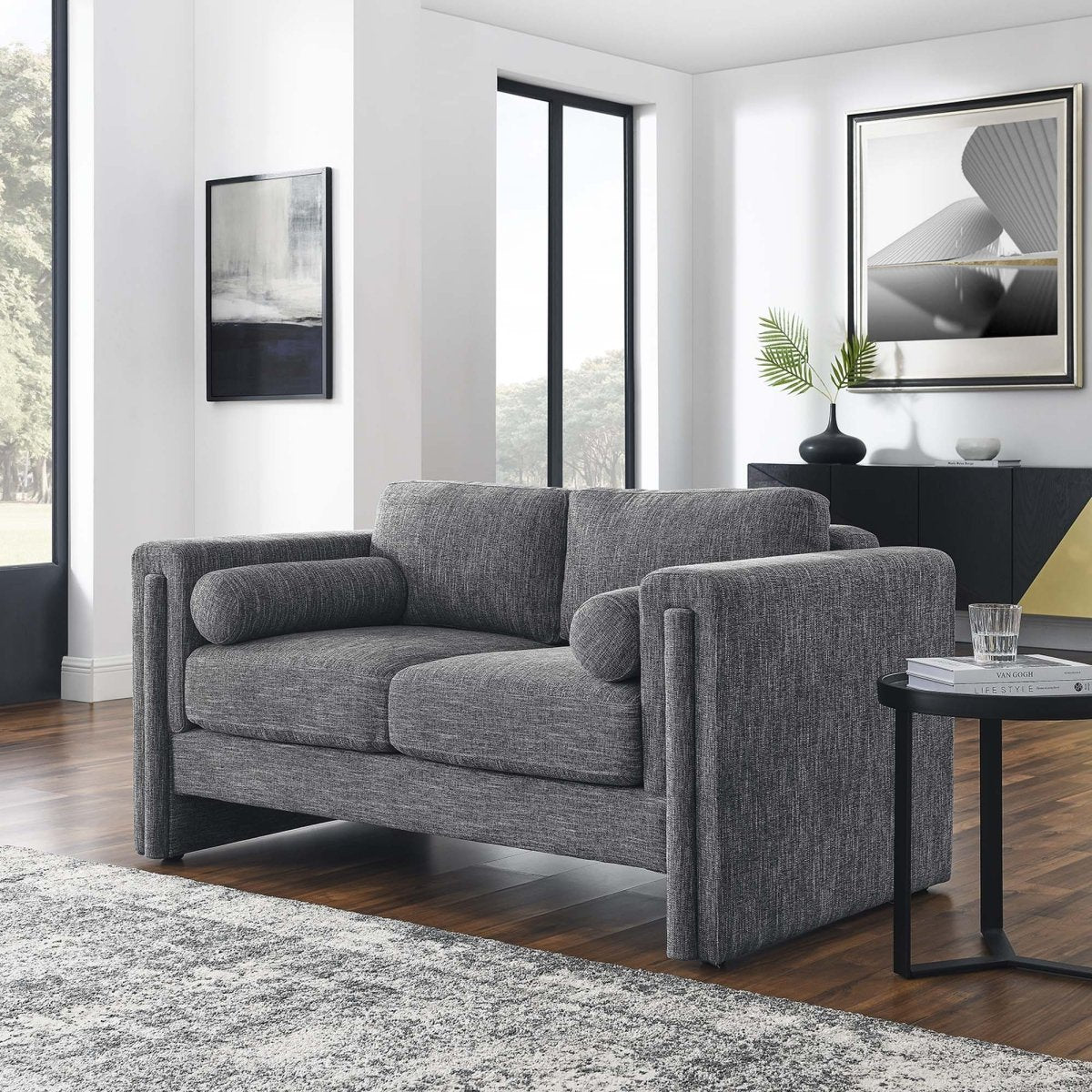 61 - Inch Visible Heathered Fabric Loveseat - Loveseats available at Alpine Outlets in Denver
