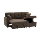 Sleeper Sectional Sofa With Pull Out Bed, Reversible Chaise, Hidden Storage