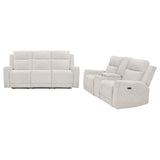 Kennett 2-Piece Chenille Power Reclining Sofa Set, Ivory