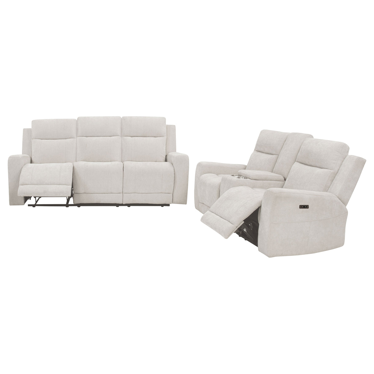 Kennett 2-Piece Chenille Power Reclining Sofa Set, Ivory