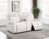 Kennett Chenille Power Reclining Loveseat in Ivory