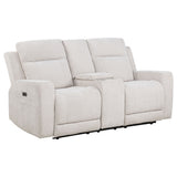 Kennett Chenille Power Reclining Loveseat in Ivory