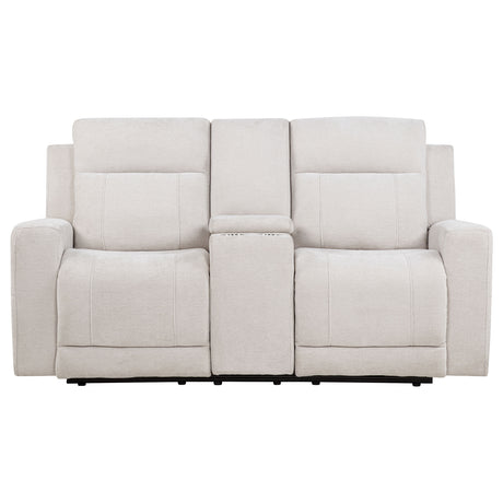 Kennett Chenille Power Reclining Loveseat in Ivory