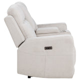 Kennett Chenille Power Reclining Loveseat in Ivory