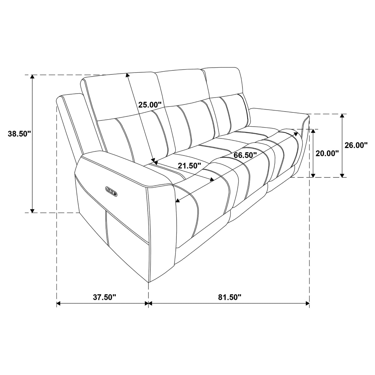 Kennett 2-Piece Chenille Power Reclining Sofa Set Dark Grey