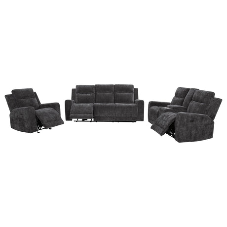 Kennett 3-Piece Chenille Power Reclining Sofa Set, Dark Grey