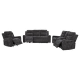 Kennett 3-Piece Chenille Power Reclining Sofa Set, Dark Grey