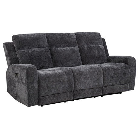 Kennett Chenille Power Reclining Sofa - Dark Grey