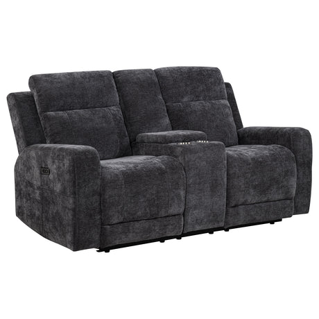 Kennett Chenille Power Reclining Loveseat in Dark Grey