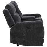 Kennett Chenille Power Reclining Loveseat in Dark Grey