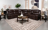 Sycamore Upholstered Power Reclining Sectional - Dark Brown