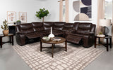 Sycamore Upholstered Power Reclining Sectional - Dark Brown