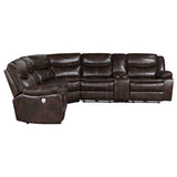 Sycamore Upholstered Power Reclining Sectional - Dark Brown