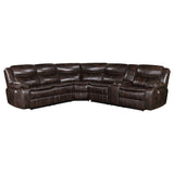 Sycamore Upholstered Power Reclining Sectional - Dark Brown