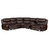 Sycamore Upholstered Power Reclining Sectional - Dark Brown