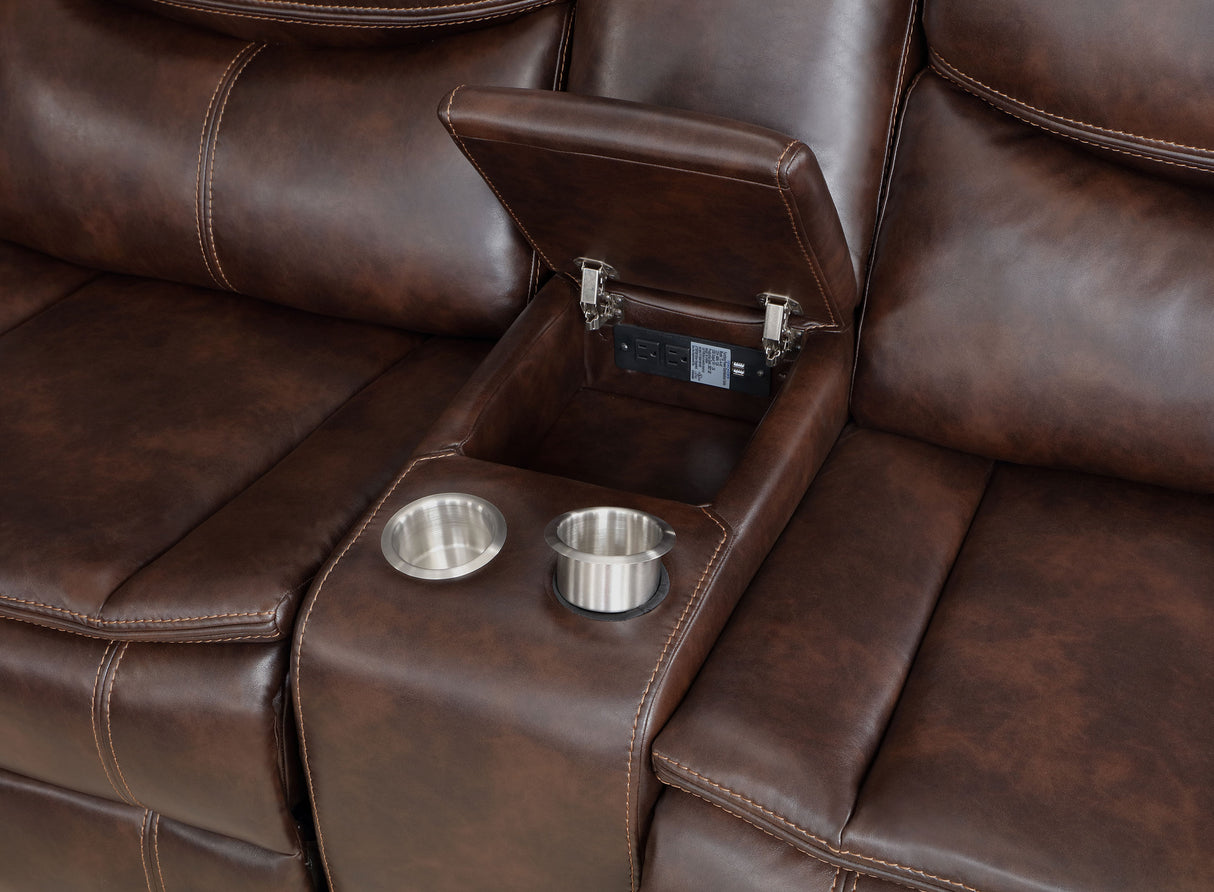 Sycamore Upholstered Power Reclining Sectional - Dark Brown