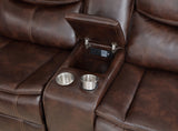 Sycamore Upholstered Power Reclining Sectional - Dark Brown