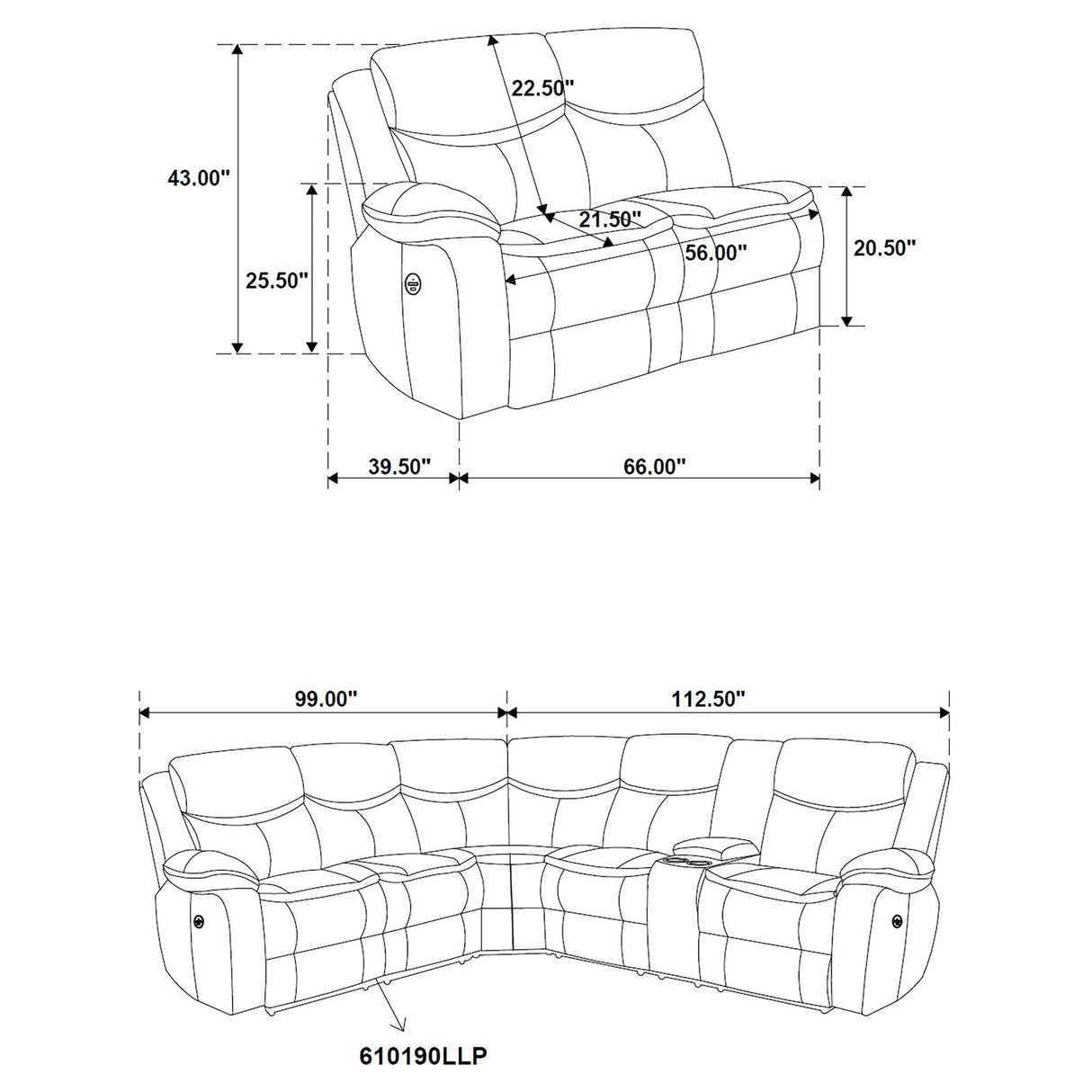 Sycamore Upholstered Power Reclining Sectional - Dark Brown