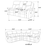 Sycamore Upholstered Power Reclining Sectional - Dark Brown
