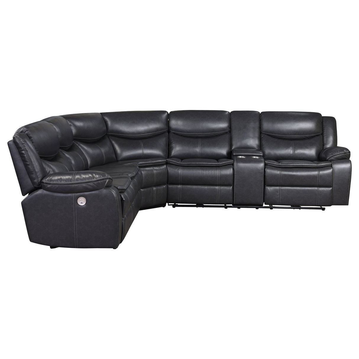 Sycamore Upholstered Power Reclining Sectional - Dark Grey
