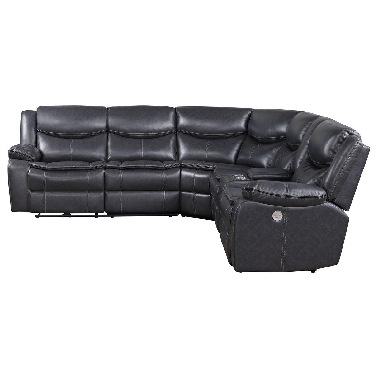 Sycamore Upholstered Power Reclining Sectional - Dark Grey