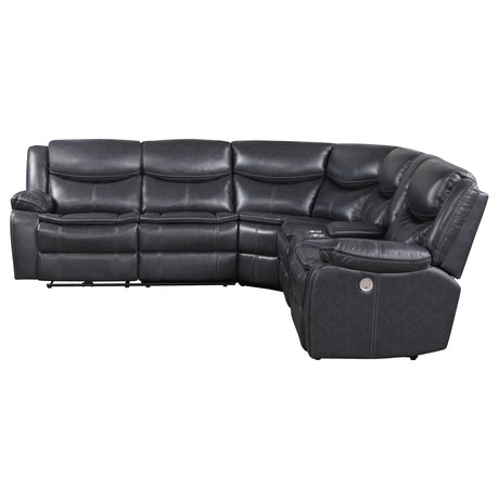 Sycamore Upholstered Power Reclining Sectional - Dark Grey