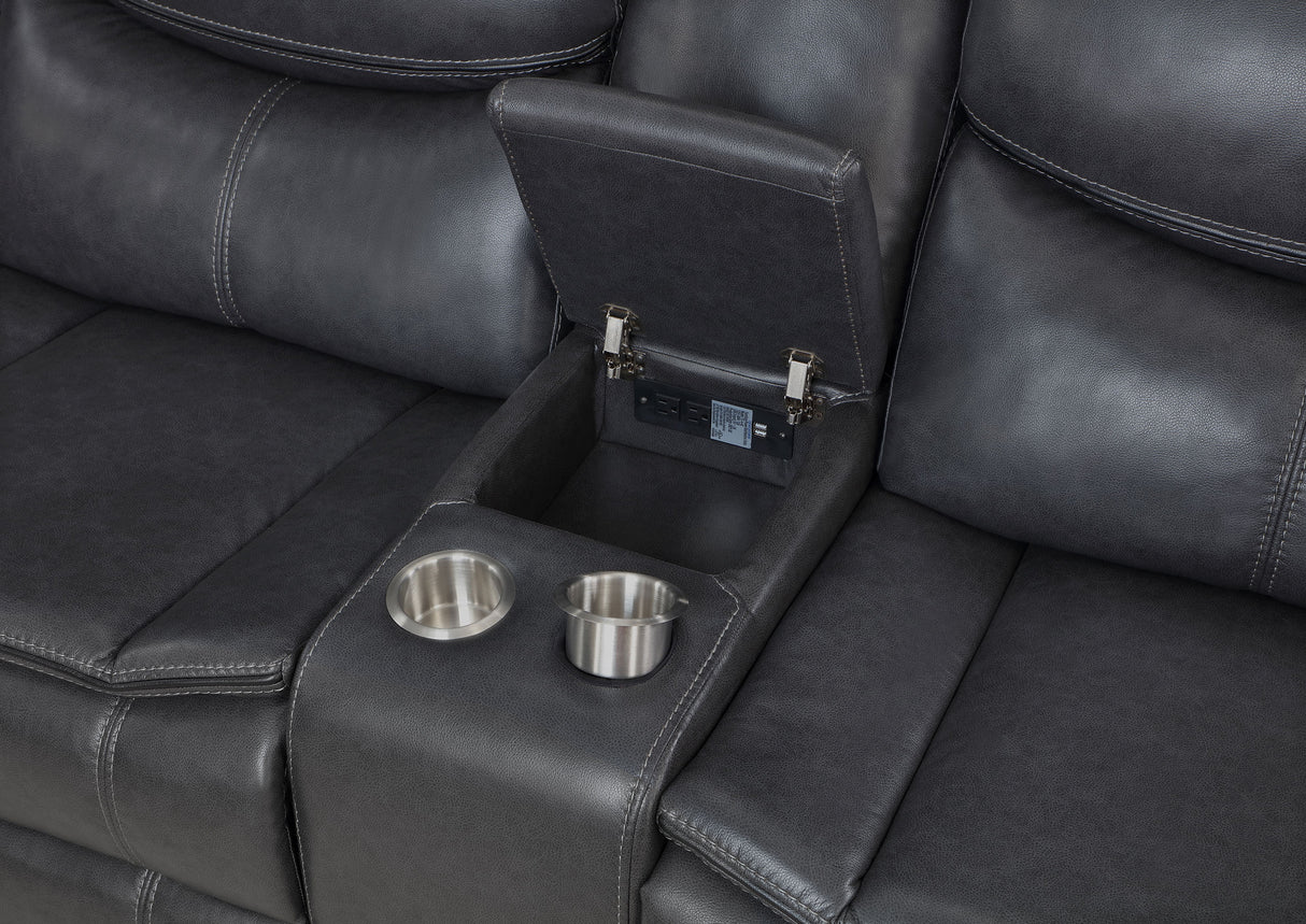 Sycamore Upholstered Power Reclining Sectional - Dark Grey