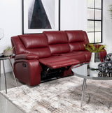 Camila Upholstered Motion Reclining Sofa in Red