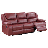 Camila Upholstered Motion Reclining Sofa in Red