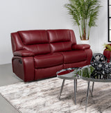 Camila Upholstered Motion Reclining Loveseat - Red