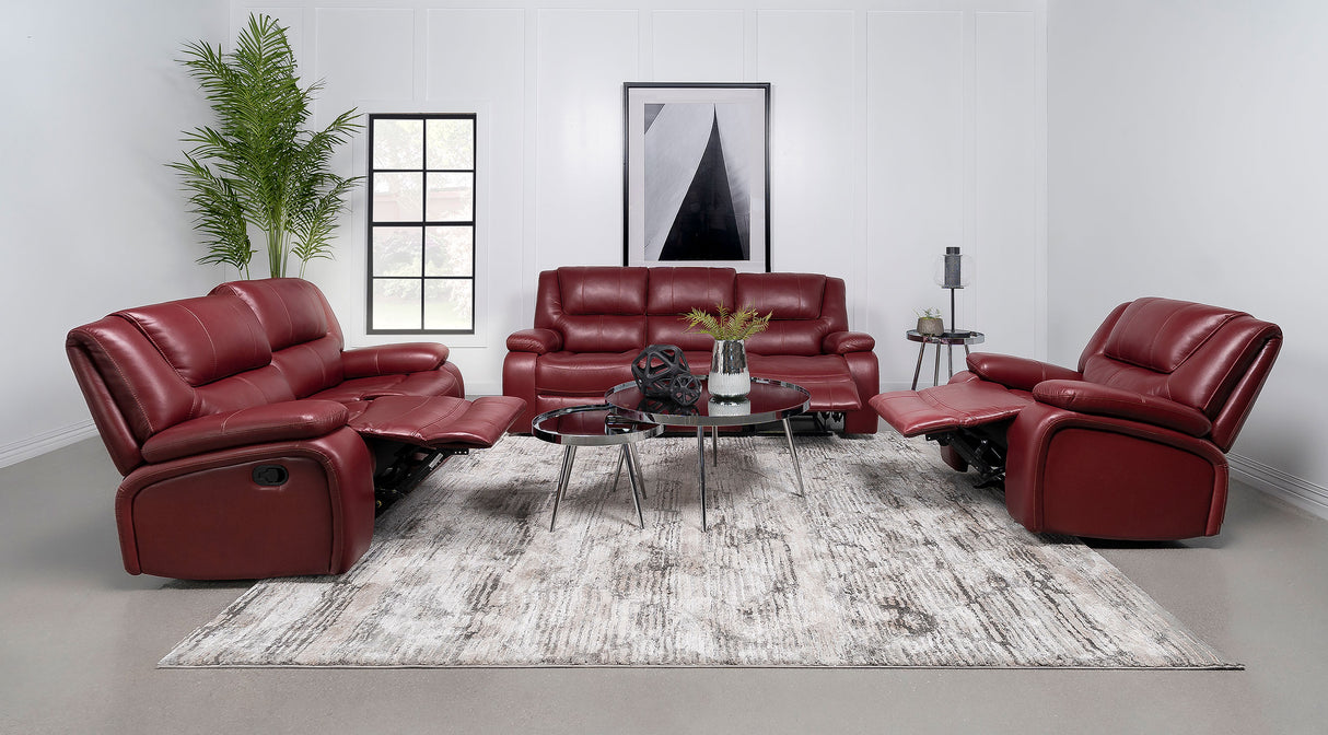 Camila Upholstered Motion Reclining Loveseat - Red