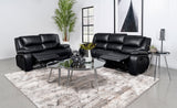 Camila 2-Piece Upholstered Reclining Sofa Set in Black