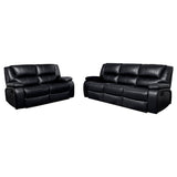 Camila 2-Piece Upholstered Reclining Sofa Set in Black
