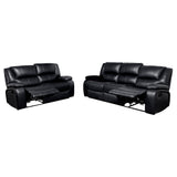 Camila 2-Piece Upholstered Reclining Sofa Set in Black