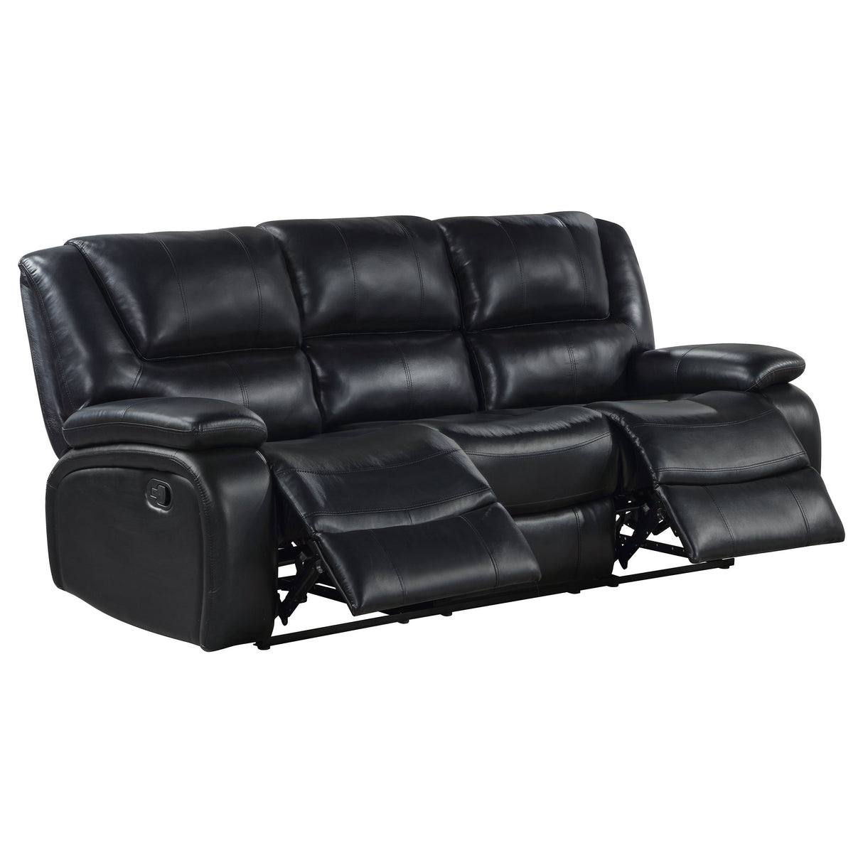 Camila 2-Piece Upholstered Reclining Sofa Set in Black