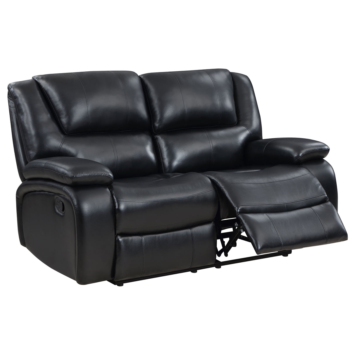Camila Upholstered Motion Reclining Loveseat in Black