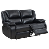 Camila Upholstered Motion Reclining Loveseat in Black
