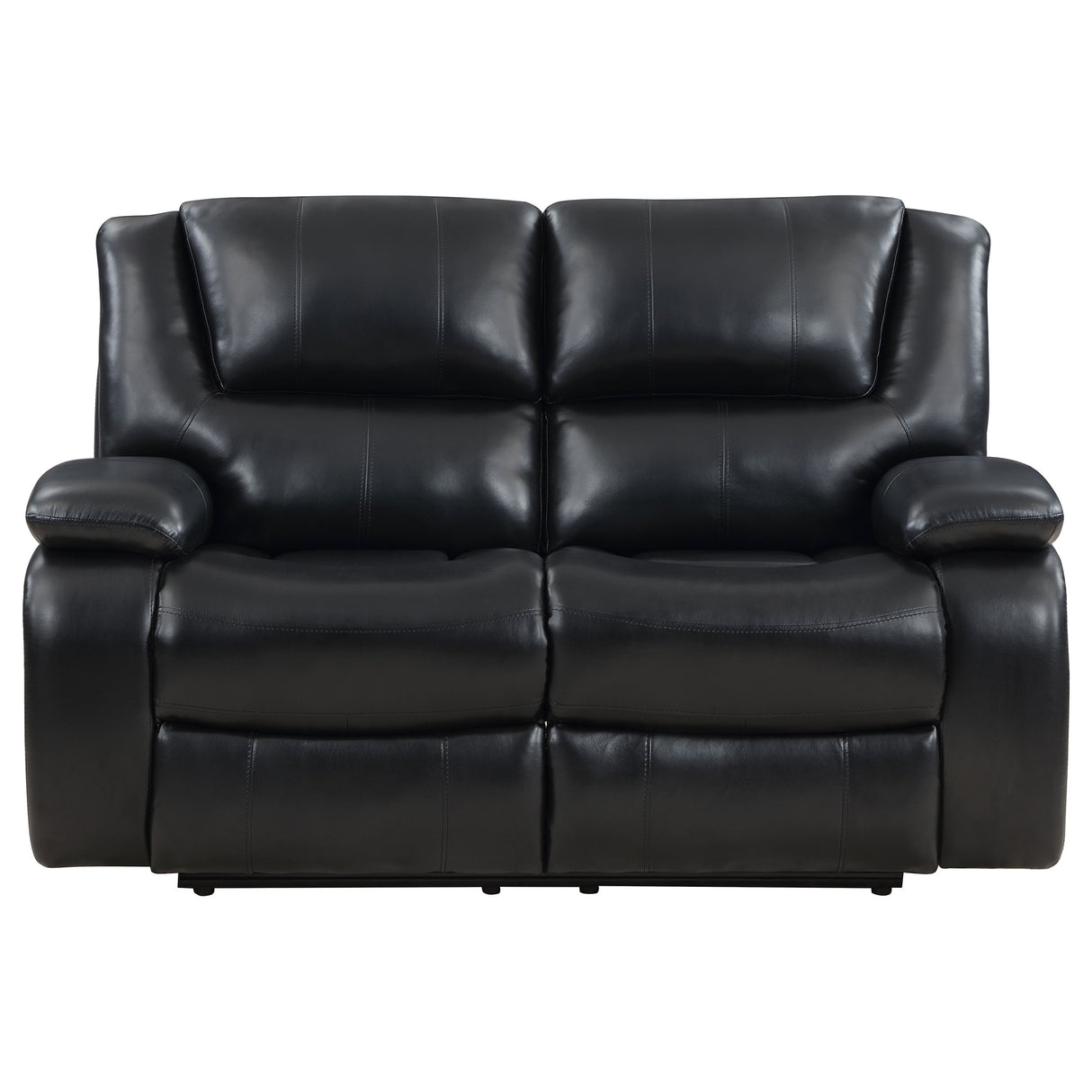 Camila Upholstered Motion Reclining Loveseat in Black