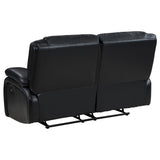 Camila Upholstered Motion Reclining Loveseat in Black