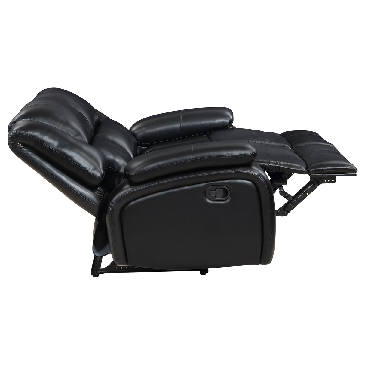 Camila Upholstered Motion Reclining Loveseat in Black