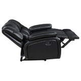 Camila Upholstered Motion Reclining Loveseat in Black