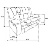 Camila Upholstered Motion Reclining Loveseat in Black