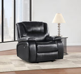 Camila Upholstered Glider Recliner Chair in Black