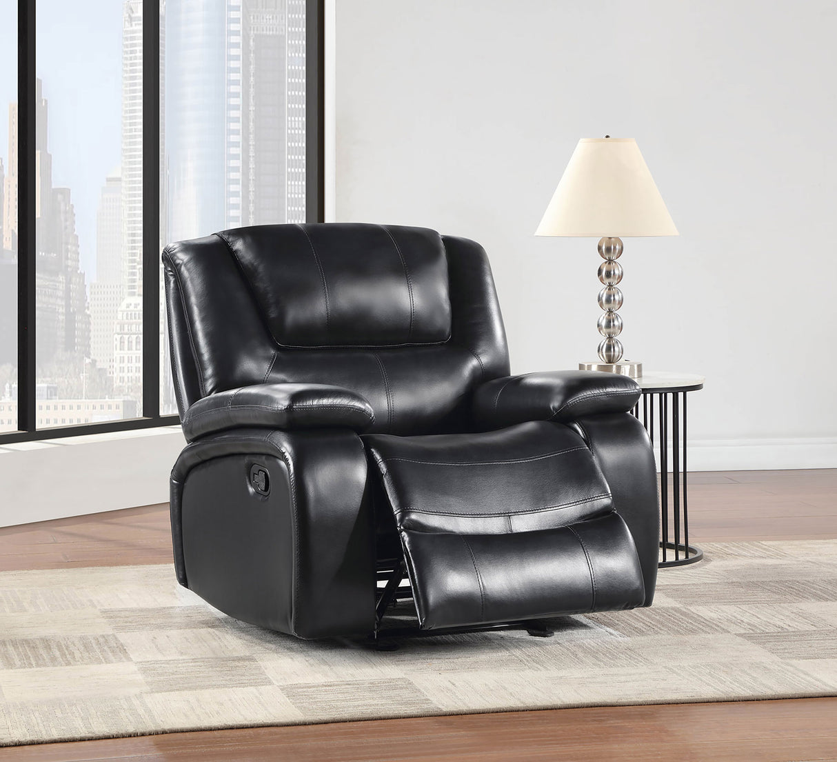 Camila Upholstered Glider Recliner Chair in Black